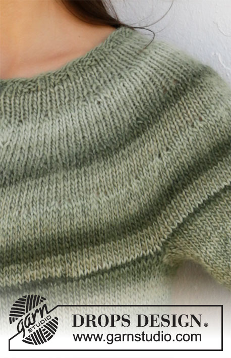 Mountain Moss / DROPS 210-20 - Knitted jumper with round yoke in DROPS Big Delight. The piece is worked top down. Sizes S - XXXL.