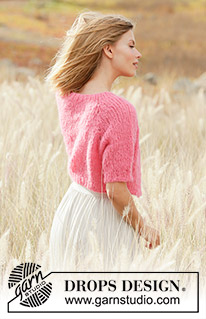 Sweet Melody Cardigan / DROPS 212-24 - Rozpinany sweter na drutach, przerabiany od góry do dołu, z krótkimi reglanowymi rękawami, z włóczki DROPS Melody. Od XS do XXL.