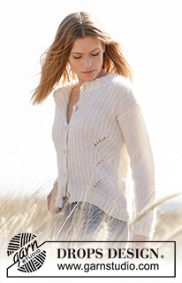 Wake the Wind Jacket / DROPS 212-7 - Knitted jacket in DROPS Alpaca and DROPS Kid-Silk. The piece is worked with textured pattern and displacements. Sizes XS - XXL.