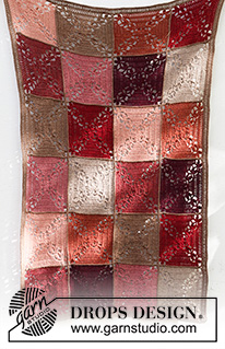 Sun Baked Tiles / DROPS 214-10 - Manta crochetada com 2 fios DROPS Alpaca, composta por quadrados.