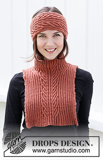 Celtic Poetry / DROPS 214-12 - Knitted head band and neck warmer in DROPS Merino Extra Fine. The piece is worked in English rib.