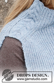 City Sweetheart / DROPS 214-29 - Knitted hat, mittens and neck warmer in DROPS Nord. Piece is knitted with cables, Fishermans rib and saddle shoulder increase.