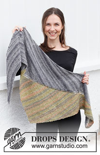 Glen Ogle / DROPS 214-42 - Knitted shawl in DROPS Fabel. Piece is knitted sideways in garter stitch.