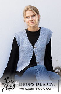 Book Club / DROPS 216-30 - Knitted vest in DROPS Air with V-neck and ribbed edges. Sizes S - XXXL.