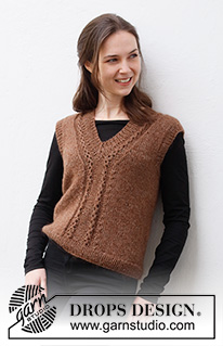 Cooler Days Ahead / DROPS 216-35 - Knitted vest with V-neck in DROPS Flora and DROPS Kid-Silk. Sizes S - XXXL.