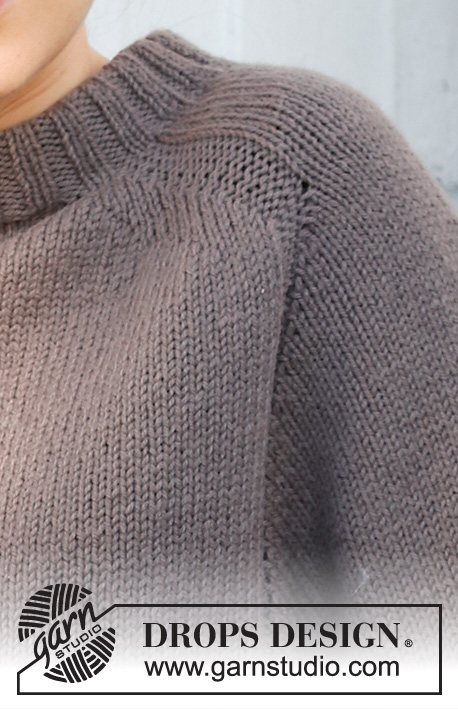Country Muse / DROPS 216-40 - Sweter na drutach przerabiany od góry do dołu, z podwójnym wykończeniem dekoltu z rękawami typu saddle shoulder, z włóczki DROPS Lima. Od S do XXXL.