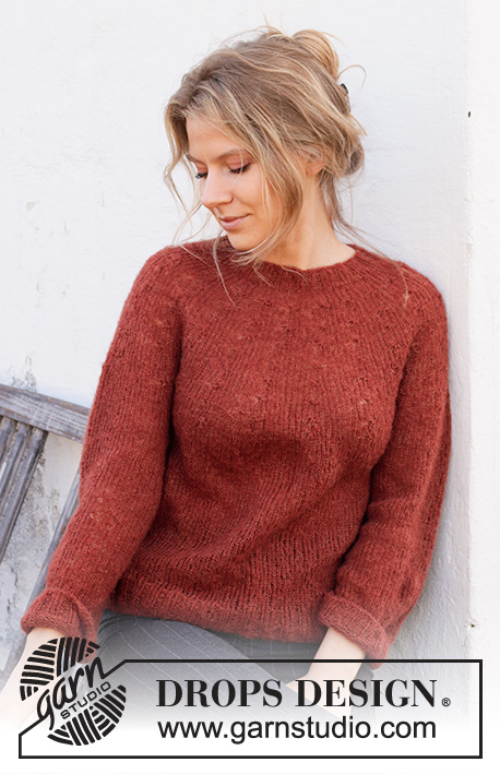 Amur Maple / DROPS 217-12 - Knitted sweater in DROPS Brushed Alpaca Silk. The piece is worked top down with round yoke, stockinette stitch and increases. Sizes S - XXXL.