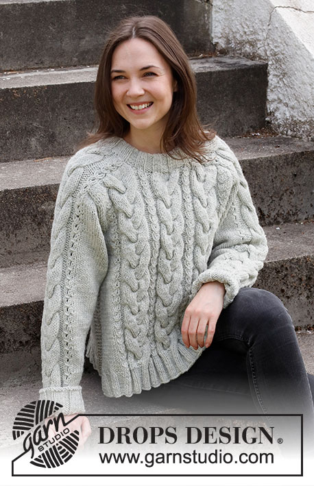 Columns of Valhalla / DROPS 217-15 - Knitted sweater in DROPS Alaska. The piece is worked with saddle shoulders, cables and split in the sides. Sizes S - XXXL.