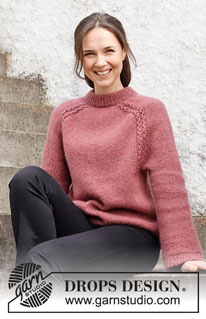 Alpenglow Sweater / DROPS 218-11 - Knitted jumper in DROPS Alpaca and DROPS Kid-Silk. Piece is knitted top down with double neck edge and saddle shoulder. Size: S - XXXL