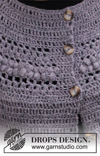 Tree Hive / DROPS 218-19 - Crocheted jacket in DROPS Sky. Piece is crocheted top down with round yoke , puff stitches and relief double crochets. Size: S - XXXL