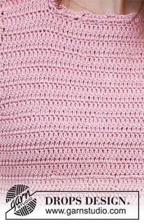 Spring Bloom / DROPS 220-15 - Top crochetado de cima para baixo em DROPS Muskat, com fenda do decote a meio das costas. Do XS ao XXL.