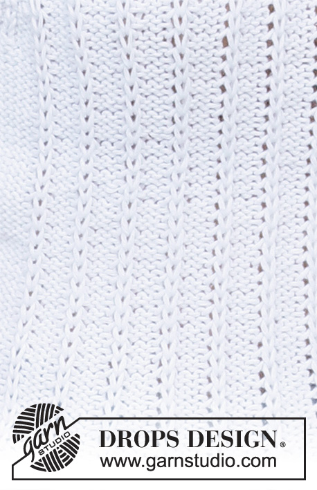 White Birch / DROPS 220-17 - Knitted top in DROPS Paris. Piece is knitted with English rib stitches. Size: S - XXXL