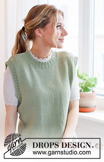 Abby Vest / DROPS 220-42 - Knitted vest in DROPS Flora. The piece is worked in stockinette stitch with ribbed edges. Sizes S - XXXL.