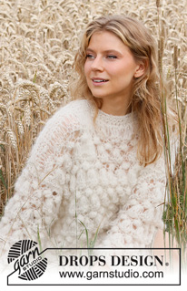 Cloud Cover / DROPS 220-9 - Knitted jumper with popcorn and bobbles in DROPS Melody. Size XS–XXL.