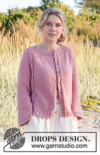 Easy Twist Cardigan / DROPS 221-35 - Knitted jacket in DROPS Paris. Piece is knitted top down with saddle shoulders and lace pattern. Size: S - XXXL 