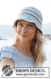 Blueberry Picking / DROPS 221-42 - Crocheted hat in DROPS Paris. The piece is worked in the round, top down and with stripes. Sizes S-XL.