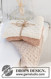 Me Time / DROPS 221-48 - Knitted cloths with textured pattern in DROPS Safran.