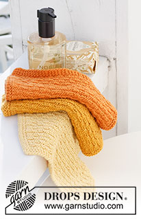 Happy Sunrise / DROPS 221-49 - Knitted cloths with textured pattern in DROPS Safran.