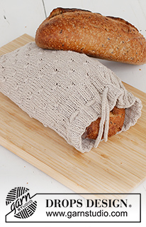 Grateful Bread / DROPS 221-52 - Sáček na chleba a pečivo pletený strukturovým vzorem z příze DROPS Cotton Light.