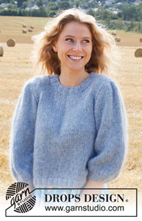 Big Sky Country / DROPS 223-23 - Knitted sweater in DROPS Sky and DROPS Kid-Silk. The piece is worked with ¾-length, puffed sleeves. Sizes S - XXXL.