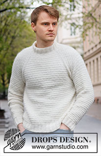 Lightkeeper / DROPS 224-2 - Knitted sweater for men in DROPS Air. The piece is worked top down, with raglan and textured pattern. Sizes S - XXXL.