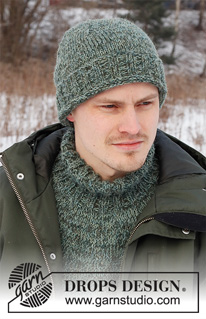 Sea Crest Hat / DROPS 224-24 - Knitted hat for men in 2 strands DROPS Alpaca. Sizes S - XL.