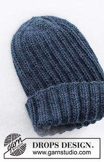 Icebound Hat / DROPS 224-27 - Prjónuð húfa / hipsterhúfa fyrir herra í stroffprjóni úr DROPS Alaska.