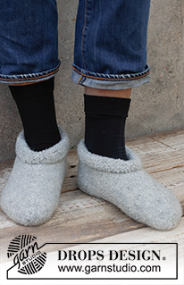 Snow Sledders / DROPS 224-31 - Knitted and felted slippers for men in DROPS Snow. Sizes 41-46.