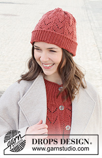 December Bloom Hat / DROPS 225-24 - Knitted hat in DROPS Lima or DROPS Karisma. The piece is worked with lace pattern and ribbed edges.