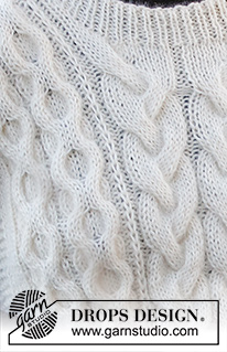 Frozen in Time Slipover / DROPS 226-15 - Knitted vest / slipover in DROPS Sky and DROPS Kid-Silk. Piece is knitted with cables and vents in the sides. Size: S - XXXL