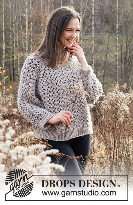 Rocky Shores Sweater / DROPS 226-29 - Knitted jumper in DROPS Snow or DROPS Wish. The piece is worked top down with raglan and lace pattern. Sizes S - XXXL.