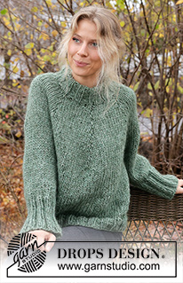 Monteverde / DROPS 226-61 - Knitted jumper in DROPS Wish or DROPS Snow and DROPS Kid-Silk. The piece is worked top down with round yoke, double neck and ribbed edges. Sizes S - XXXL.