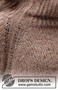 City Stride Sweater / DROPS 227-1 - Strikket bluse i DROPS Brushed Alpaca Silk. Arbejdet strikkes oppefra og ned med rib i raglanudtagningen, høj hals og slids i siderne. Størrelse S - XXXL.
