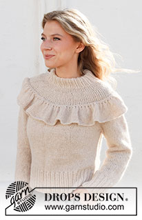 Winter Frill / DROPS 227-12 - Knitted jumper in DROPS Air. Piece is knitted top down with round yoke and flounce. Size: S - XXXL