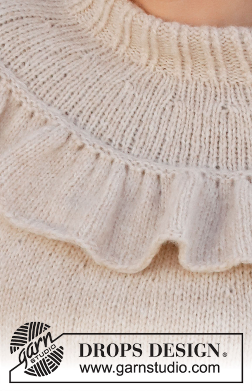 Winter Frill / DROPS 227-12 - Knitted jumper in DROPS Air. Piece is knitted top down with round yoke and flounce. Size: S - XXXL