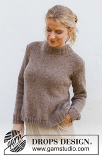 Walk with Nature / DROPS 227-46 - Knitted jumper in DROPS Soft Tweed and DROPS Kid-Silk. The piece is worked with double neck and ribbed edges. Sizes S - XXXL.