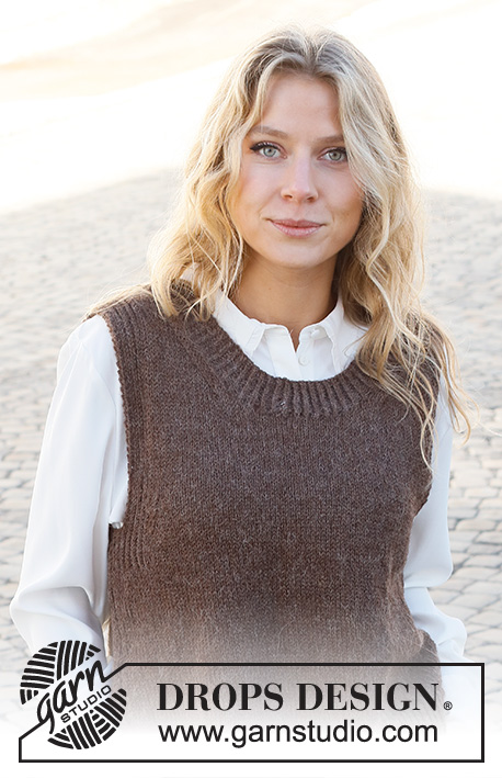 Visit Vienna / DROPS 227-9 - Knitted vest in DROPS Puna. The piece is worked with ribbed edges. Sizes S - XXXL.