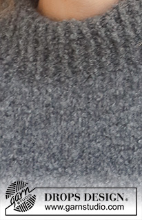 Tabby Cat / DROPS 228-31 - DROPS Alpaca Bouclé ja DROPS Kid-Silk lõngadest kootud topeltkaelusega, soonikkoes ääristega ja lõhikutega kinnine vest suurustele XS kuni XXL