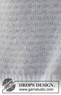 Arctic Moon / DROPS 228-4 - Pull tricoté en DROPS Nord et DROPS Kid-Silk ou en DROPS Flora et DROPS Kid-Silk. Se tricote de bas en haut en point texturé. Du S au XXXL