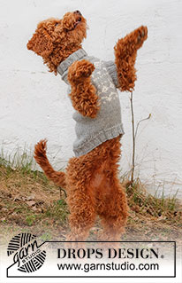 Atlanterhavsveien / DROPS 228-53 - Pulôver tricotado para cão em DROPS Alaska, com jacquard norueguês. Do XS ao M.