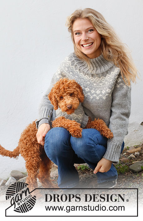 Atlanterhavsveien / DROPS 228-53 - Knitted jumper for dogs with Nordic pattern in DROPS Alaska. Sizes XS - M.