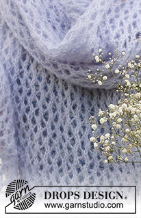Spring Catch / DROPS 229-12 - Estola / écharpe tricotada em ponto rendado, em DROPS Brushed Alpaca Silk.