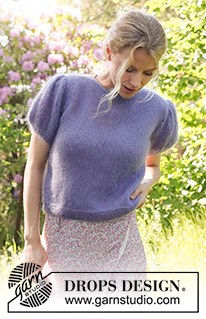 Violet Meadow / DROPS 230-55 - Knitted sweater in 2 strands DROPS Kid-Silk. The piece is worked bottom up with short, puffed sleeves. Sizes S - XXXL.