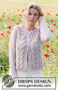 Tree of Life / DROPS 231-3 - Knitted jacket in DROPS Flora and DROPS Kid-Silk. The piece is worked with lace pattern and bobbles. Sizes S - XXXL.