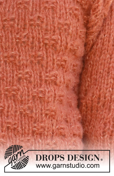 Maggie's Bricks / DROPS 231-30 - Knitted jumper in 2 strands DROPS Brushed AlpacaSilk or 1 strand DROPS Wish. The piece is worked bottom up with moss stitch. Sizes S - XXXL.