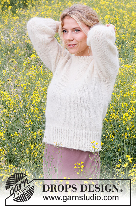 Summer Trail / DROPS 232-11 - Knitted jumper in DROPS Melody. The piece is worked bottom up with ¾-length sleeves. Sizes S - XXXL.
