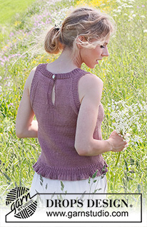 Plum Perfect / DROPS 232-20 - Knitted top in DROPS Muskat. The piece is worked bottom up in stockinette stitch with a flounce-edge. Sizes S - XXXL.