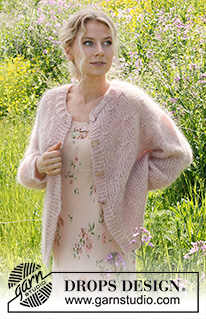 Misty Rose Cardigan / DROPS 232-5 - Knitted jacket in 4 strands DROPS Kid-Silk. The piece is worked top down, with round yoke and balloon sleeves. Sizes S - XXXL.