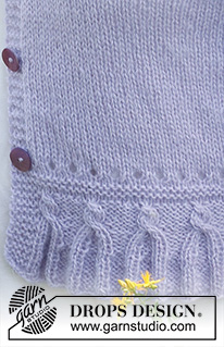 Provence Purple Cardigan / DROPS 232-52 - Propínací svetr s krátkým rukávem pletený zdola nahoru z příze DROPS Alpaca a DROPS Kid-Silk. Velikost S - XXXL.