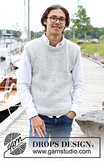 Lighthouse Vest / DROPS 233-7 - Knitted vest for men in DROPS Air. The piece is worked bottom up in stocking stitch. Sizes S - XXXL.